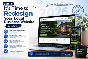 frustrated local business owner checking website performance