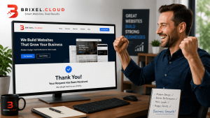 Business Owner Celebrating Website Redesign Success